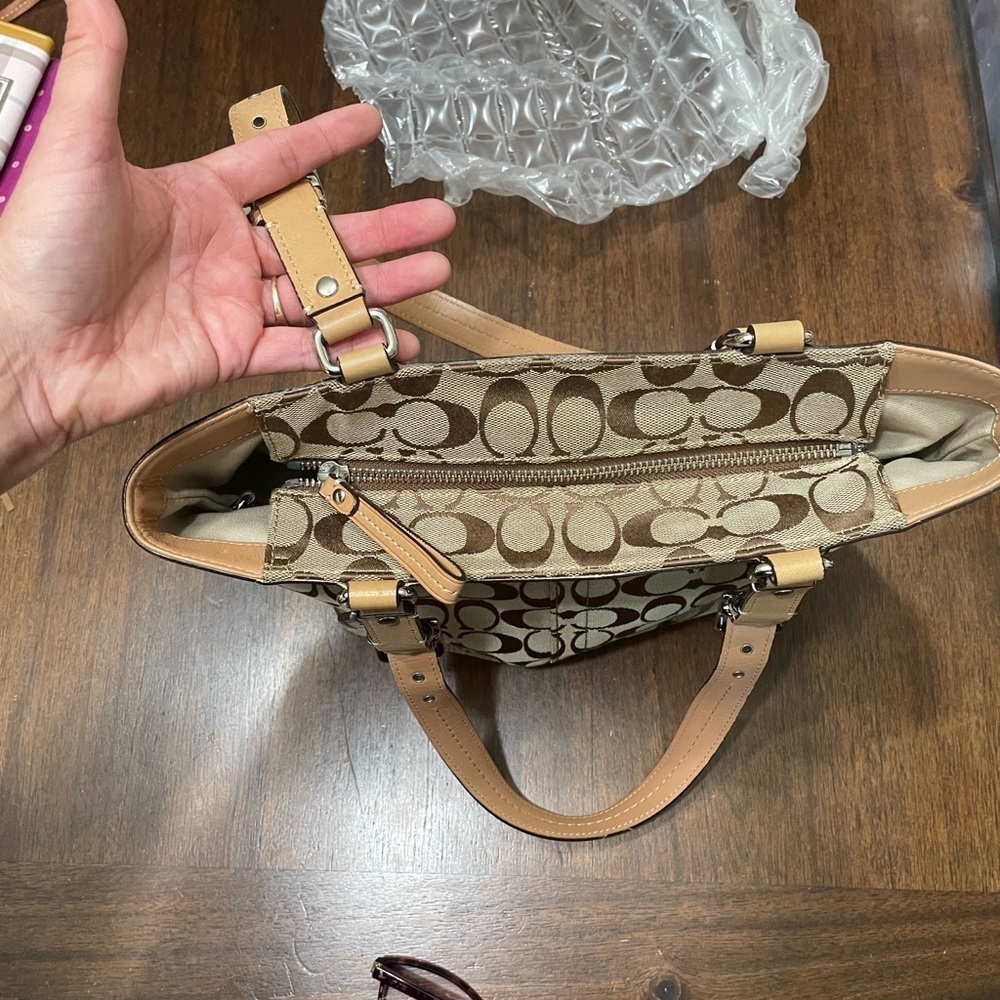 Coach Tan and Brown Signature Tote - Picture 10 of 11
